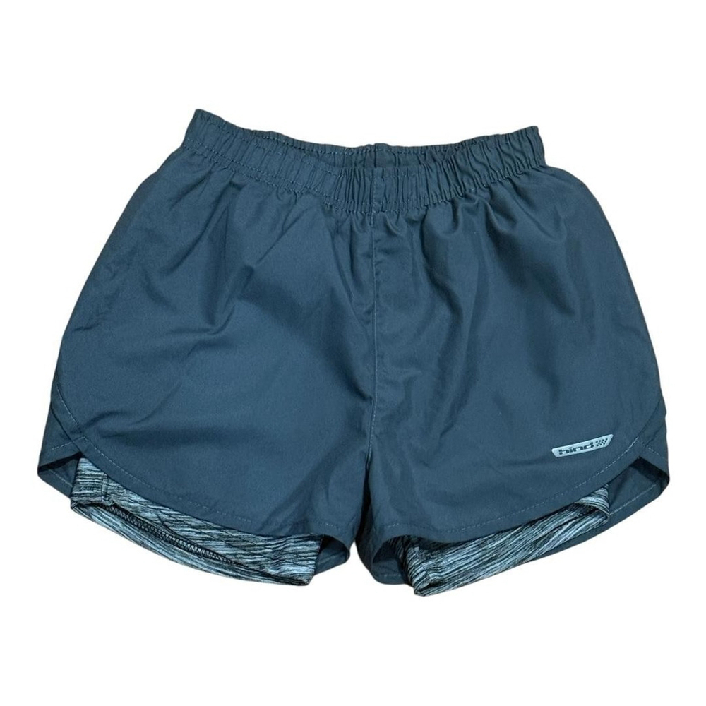 Hind Athletic Shorts Girls Large 14 16 Gray Black Lined Running Lightweight